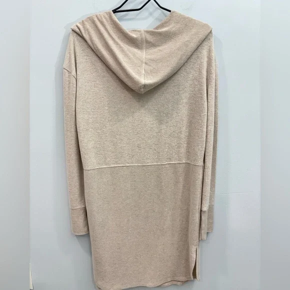 Kings Road Women’s Beige Hooded Cardigan Open Front Lightweight Duster Pockets M - Picture 4 of 9